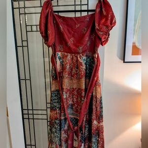 Elegant Red Floral Dress